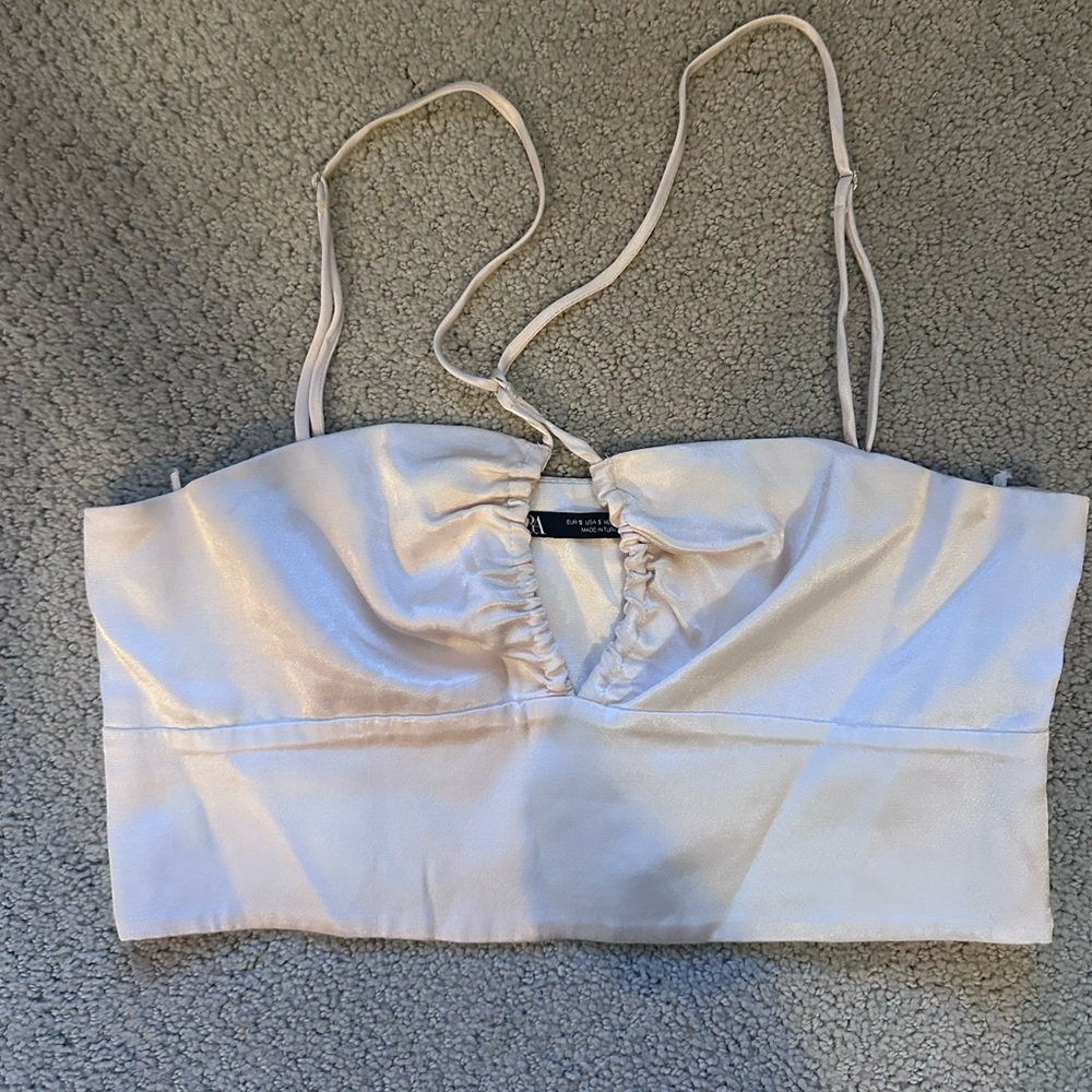 Satin Light Pink Crop Top